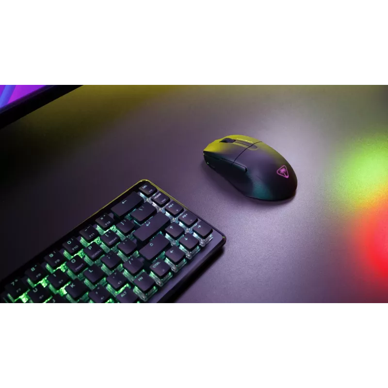 Turtle Beach Pure Air Schwarz – Ultraleichte kabellose ergonomische RGB-Gaming-Maus, 26K DPI optischer Sensor, 125h Batterie, RGB-Beleuchtung