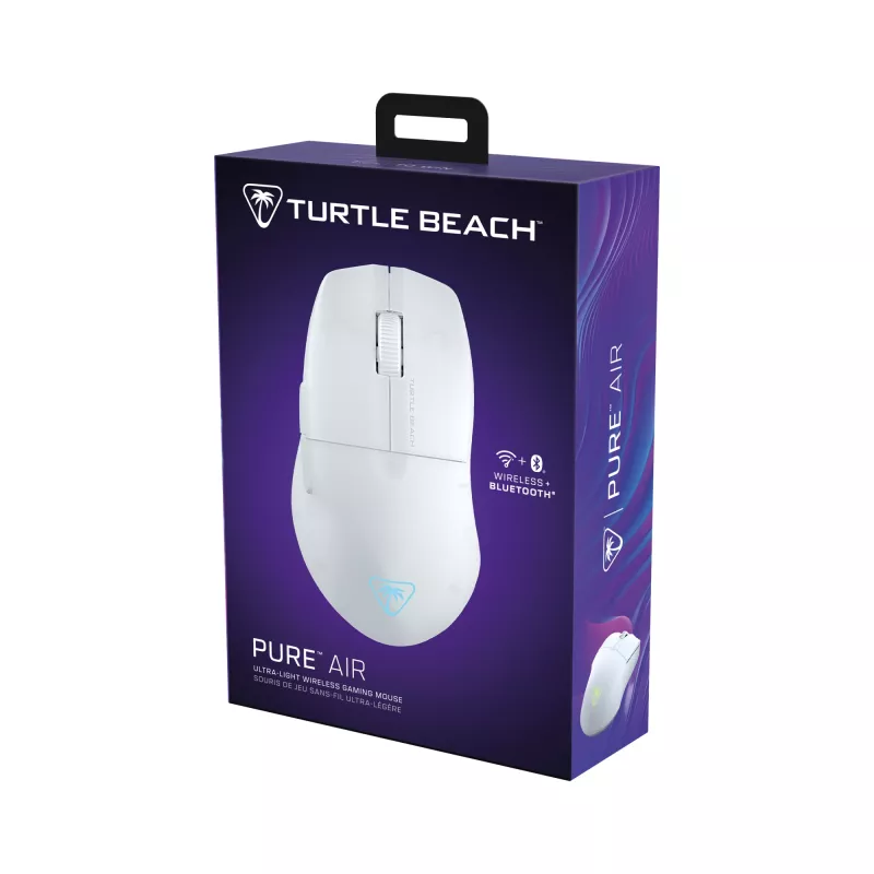 Turtle Beach Pure Air Weiß - Ultralight kabellose ergonomische RGB-Gaming-Maus, 26K DPI optischer Sensor, 125h Akku, RGB-Beleuchtung
