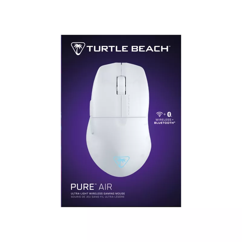 Turtle Beach Pure Air Weiß - Ultralight kabellose ergonomische RGB-Gaming-Maus, 26K DPI optischer Sensor, 125h Akku, RGB-Beleuchtung