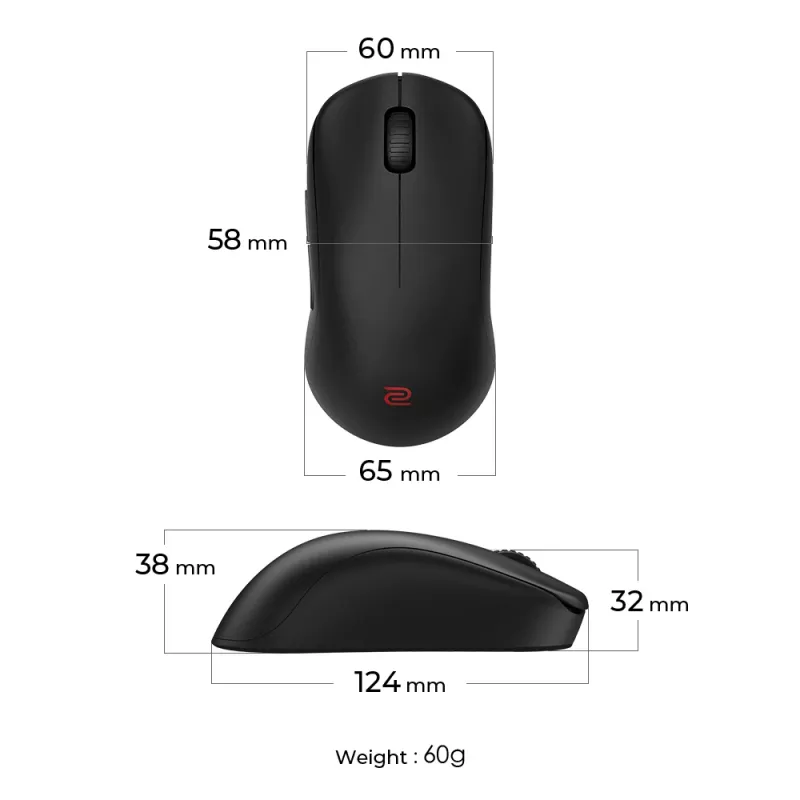 ZOWIE U2 Gaming-Maus beidhändig RF Wireless Optisch 3200 DPI