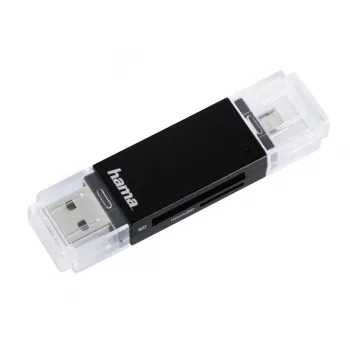Hama Basic USB 2.0 OTG Kartenleser, SD/microSD, schwarz