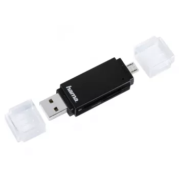 Hama Basic USB 2.0 OTG Kartenleser, SD/microSD, schwarz