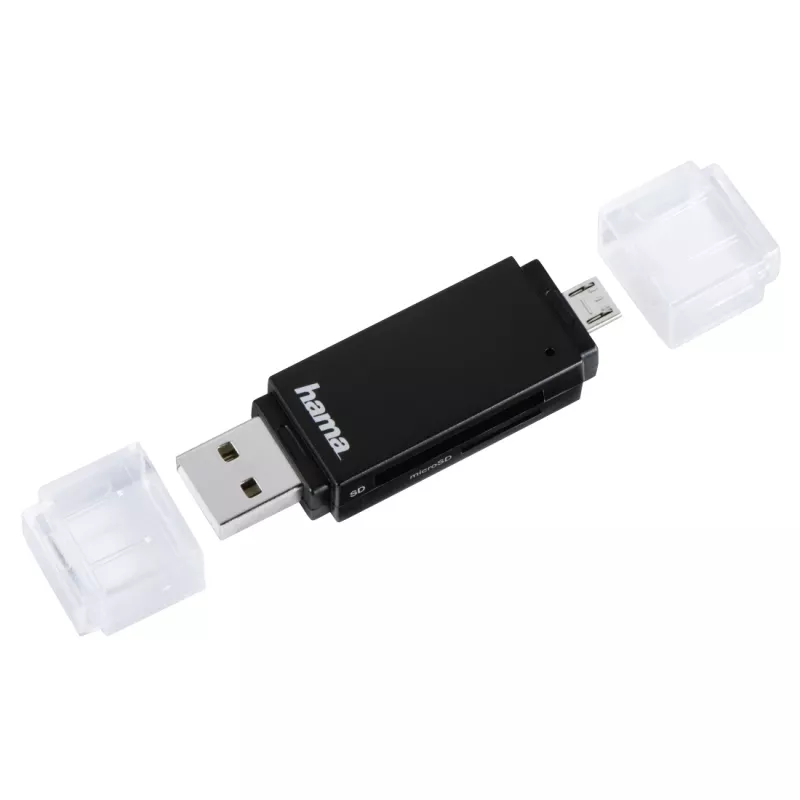 Hama Basic USB 2.0 OTG Kartenleser, SD/microSD, schwarz