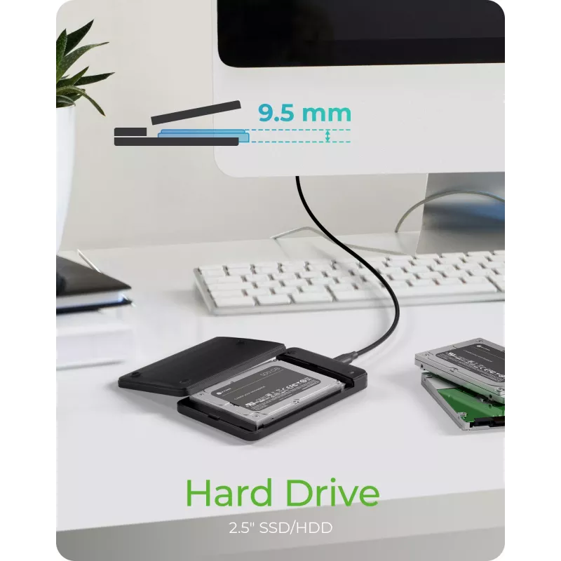 ICY BOX IB-201T-CU31 SSD-Gehäuse Schwarz 2,5 Zoll