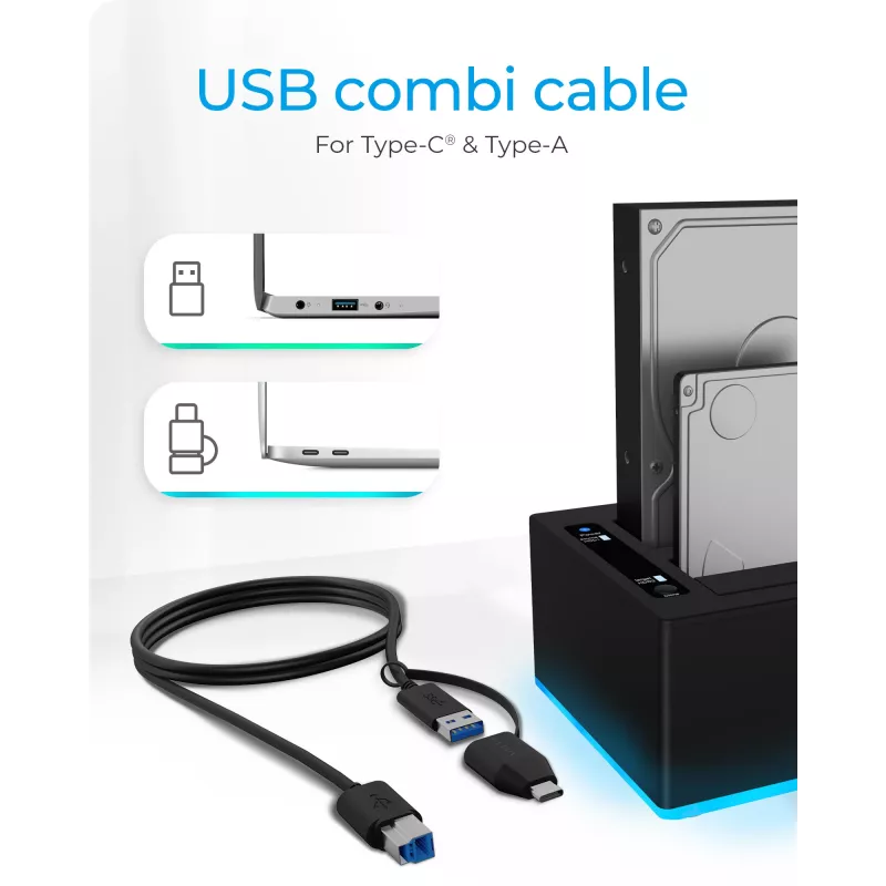 ICY BOX IB-127CL-U3 USB 3.2 Gen 1 (3.1 Gen 1) Typ-B Schwarz
