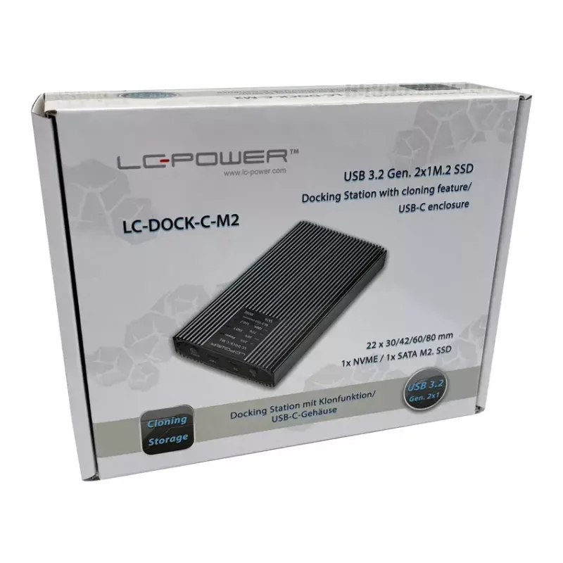 SSD-Gehäuse LC-Power LC-DOCK-C-M2 2 M.2-Laufwerke 10 Gbit/s Anthrazit