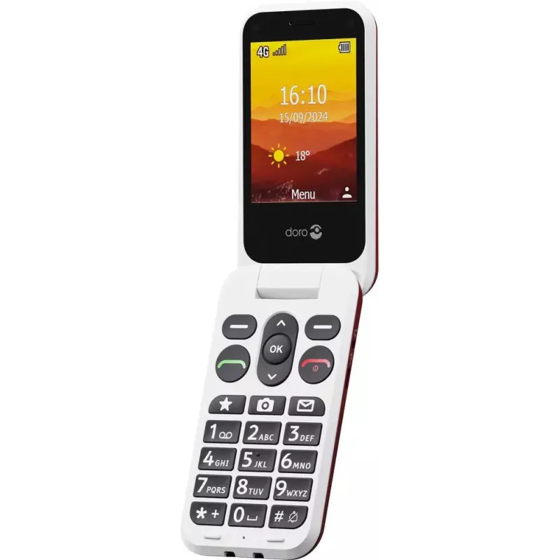 Mobiltelefon Doro Leva L20 4G, 2,8-Zoll-Bildschirm, rot-weiß
