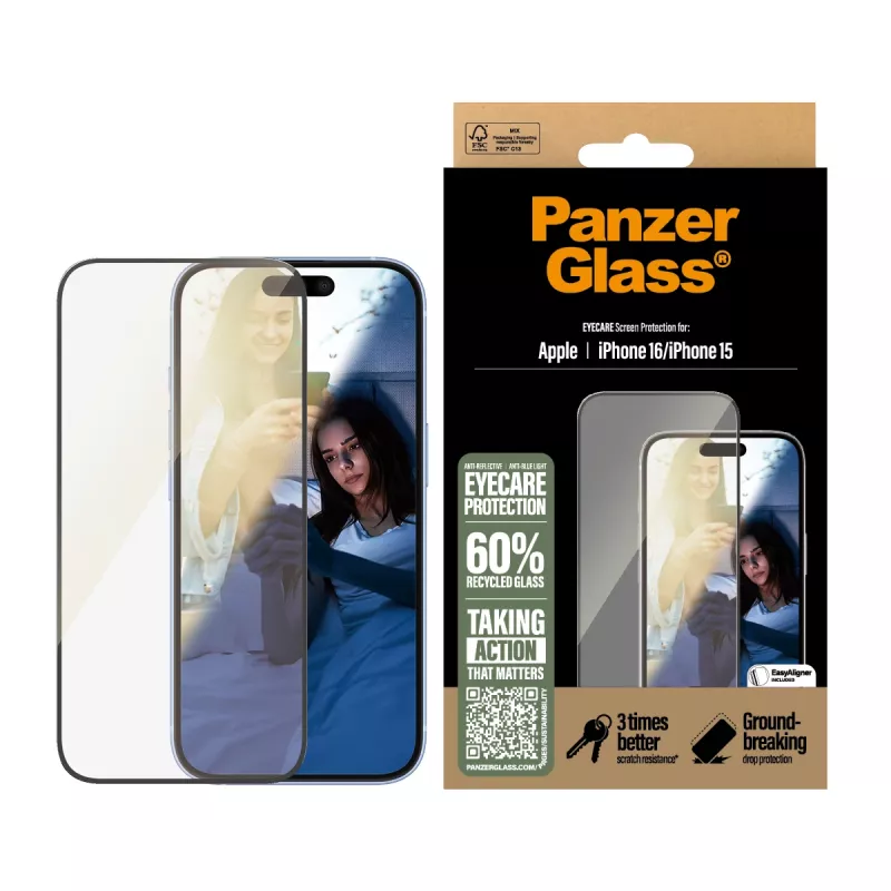 EyeCare Displayschutz PanzerGlass iPhone '24 6,1 Zoll | 15 | Ultra-Wide Fit