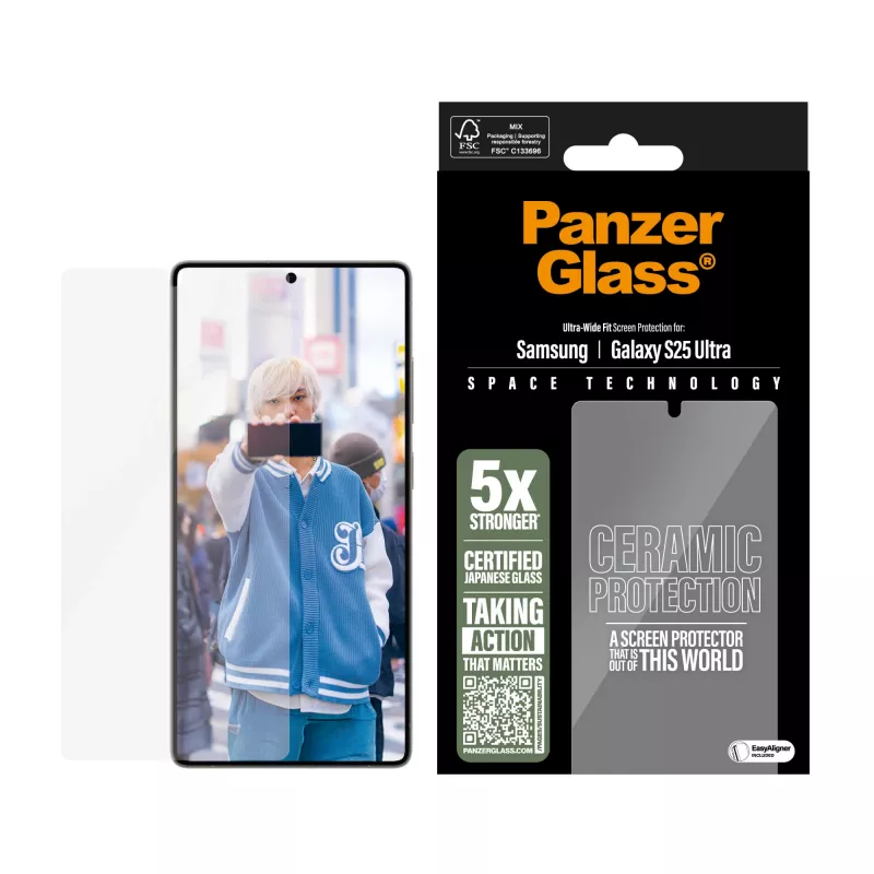 PanzerGlass ® Ceramic Screen Protector Samsung Galaxy S25 Ultra | Ultra-Wide Fit mit EasyAligner