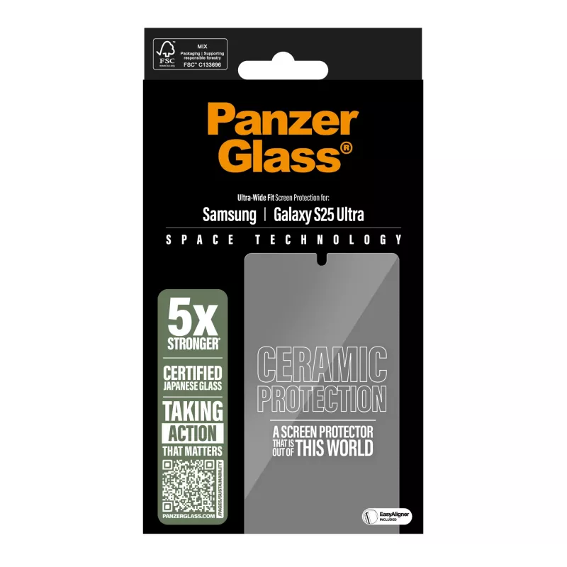 PanzerGlass ® Ceramic Screen Protector Samsung Galaxy S25 Ultra | Ultra-Wide Fit mit EasyAligner