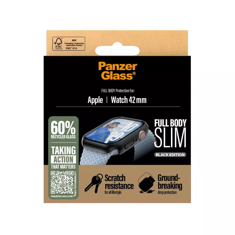 Displayschutz PanzerGlass Snappie Full Body schlank Schwarz Apple Watch Series 10 42mm