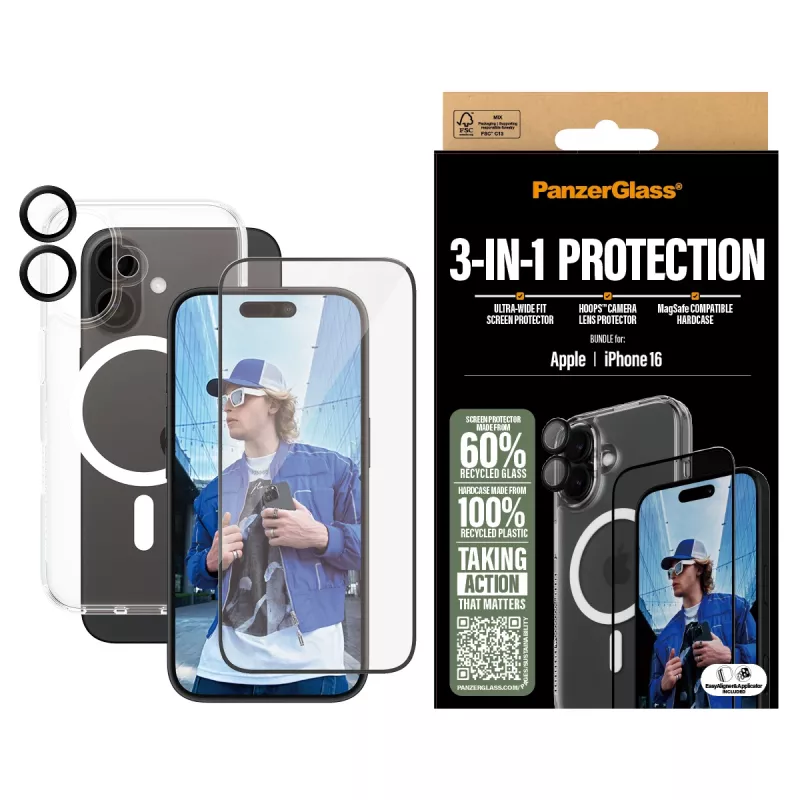 3-in-1 Schutzbundle PanzerGlass iPhone '24 6,1 Zoll