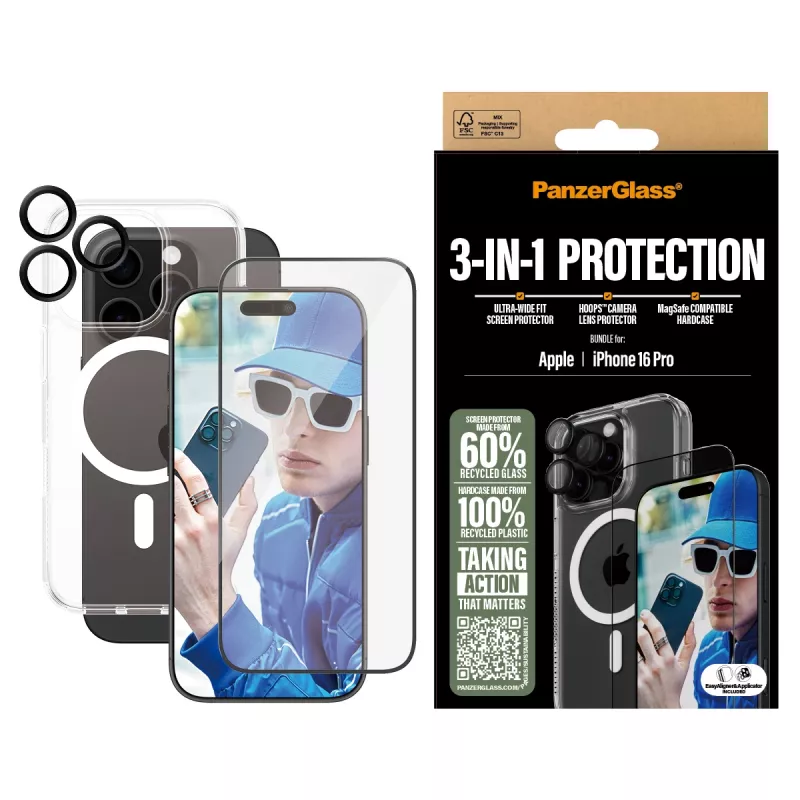 3-in-1 Schutzpaket PanzerGlass iPhone '24 6,3 Zoll Pro