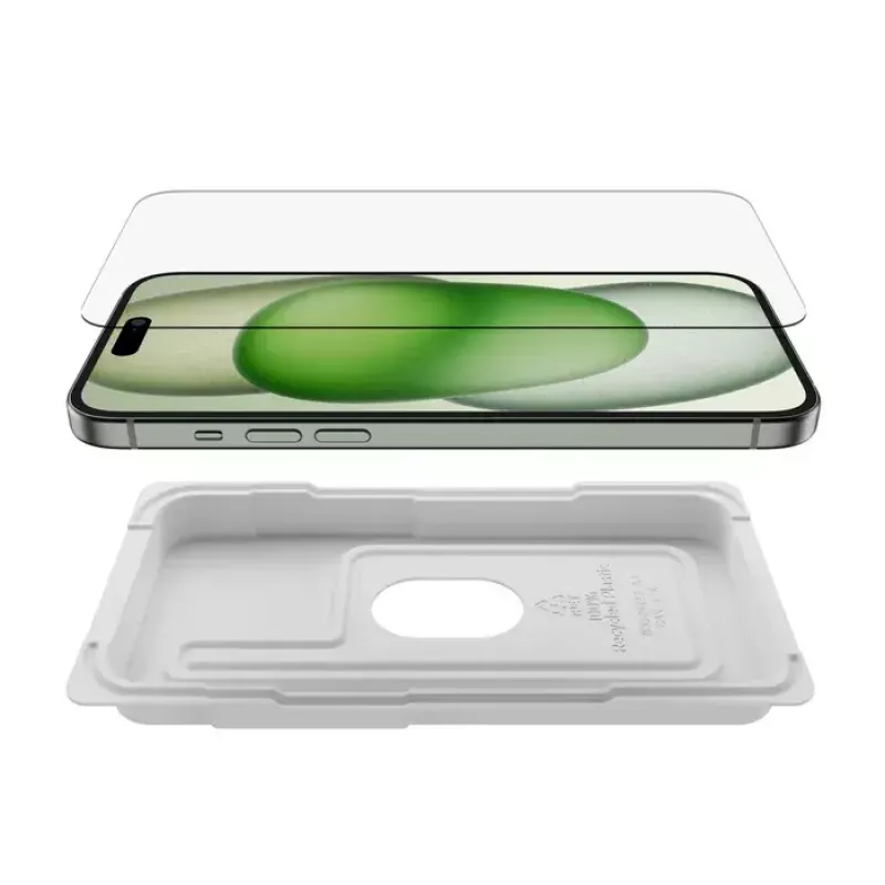 Bildschirmschutz Belkin ScreenForce für iPhone 15 Plus Stoß- und kratzfestes gehärtetes Glas