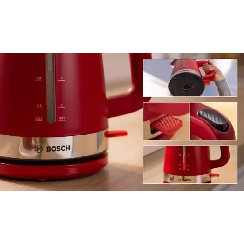 Bosch TWK4M224 elektrischer Wasserkocher 1,7 L 2400 W Rot