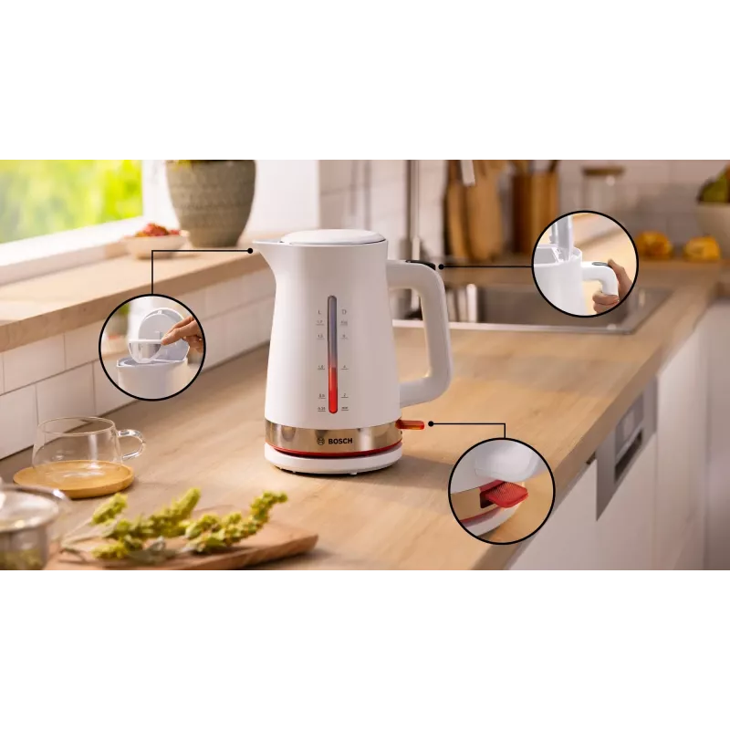Bosch TWK4M221 elektrischer Wasserkocher 1,7 L 2400 W Weiß