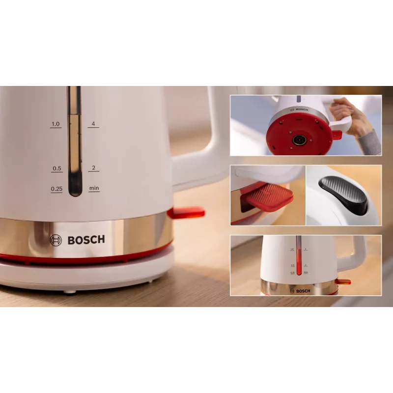 Bosch TWK4M221 elektrischer Wasserkocher 1,7 L 2400 W Weiß