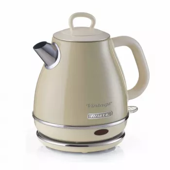 Ariete 2868 Vintage 1 L Design-Elektrokessel aus Edelstahl für Aufgüsse, Tee und Kräutergetränke, Auto-Abschaltsystem, ergonomischer Griff, 1 Liter, 1600 W, Hellbeige