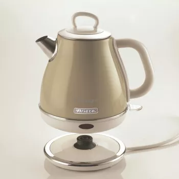 Ariete 2868 Vintage 1 L Design-Elektrokessel aus Edelstahl für Aufgüsse, Tee und Kräutergetränke, Auto-Abschaltsystem, ergonomischer Griff, 1 Liter, 1600 W, Hellbeige