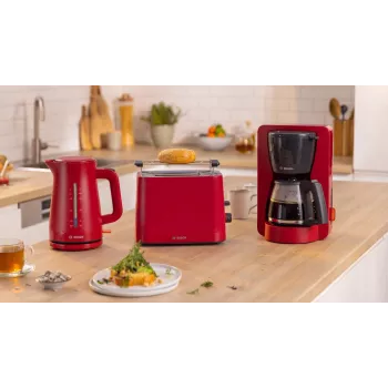 Filterkaffeemaschine Bosch TKA3M134 — 1,4 l Wassertank, 15 Tassen Kapazität, rot