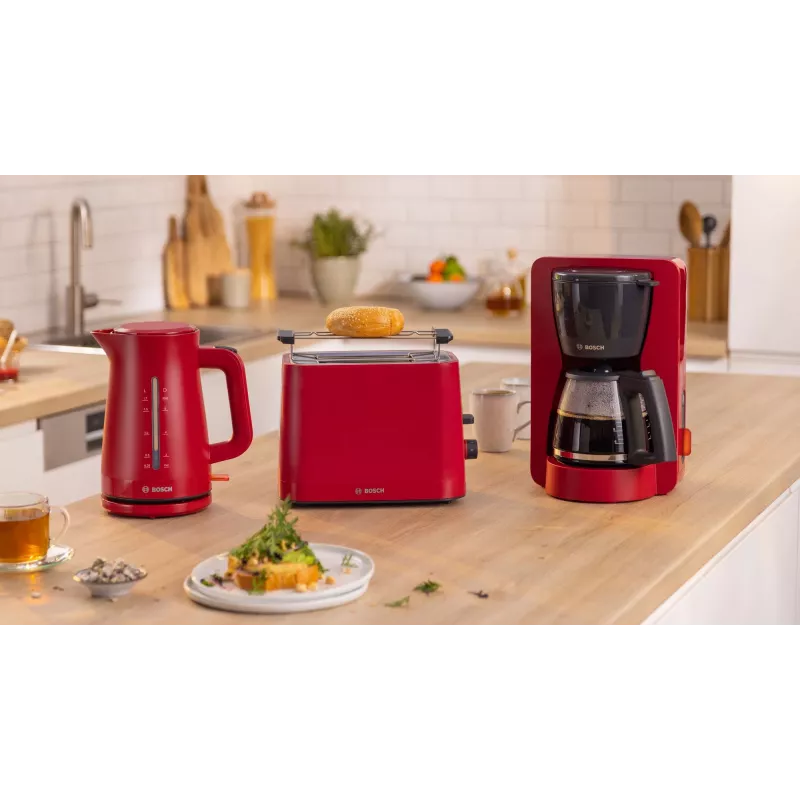 Filterkaffeemaschine Bosch TKA3M134 — 1,4 l Wassertank, 15 Tassen Kapazität, rot