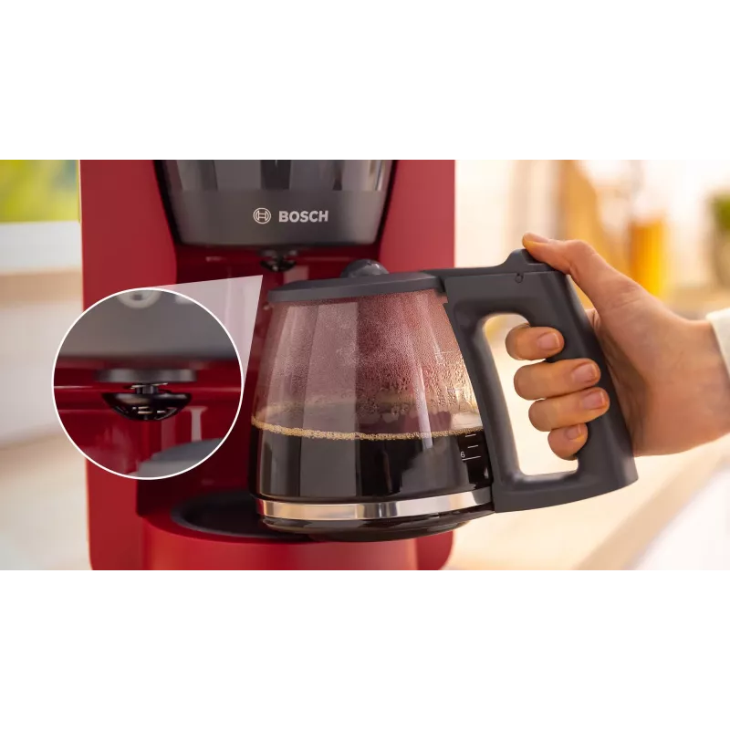 Filterkaffeemaschine Bosch TKA3M134 — 1,4 l Wassertank, 15 Tassen Kapazität, rot