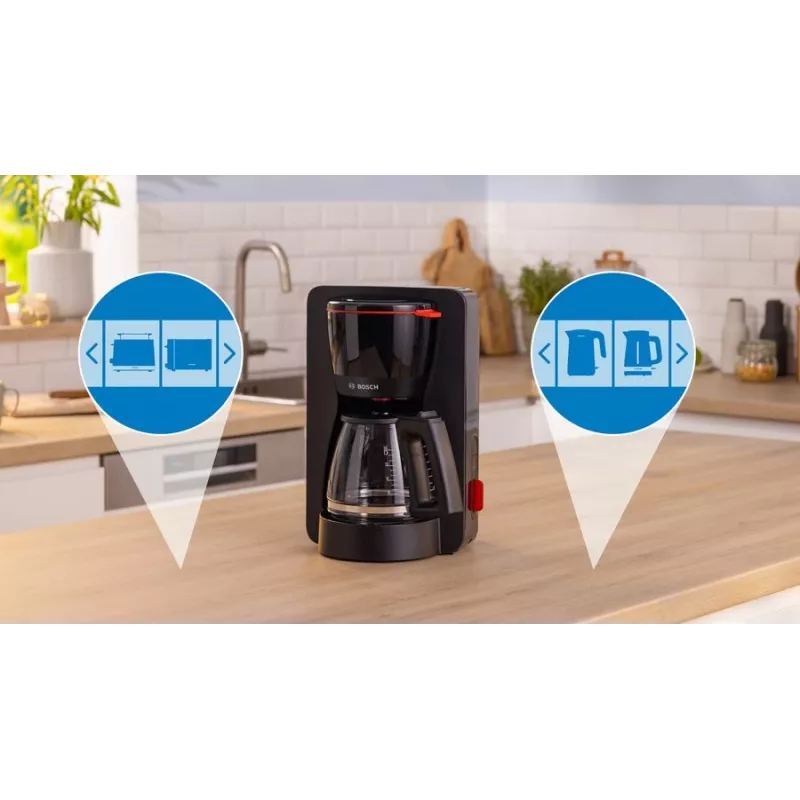 Filterkaffeemaschine Bosch TKA3M133, 1,4-Liter-Wassertank, 15 Tassen Kapazität, schwarz