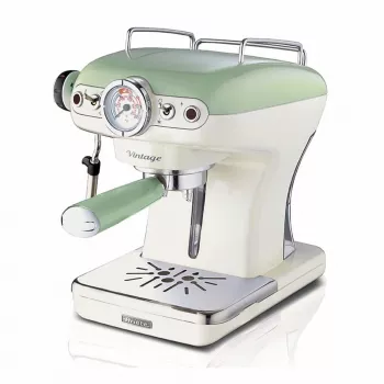 Ariete 1389 Vintage Espressomaschine - Espressomaschine für gemahlenen Kaffee oder ESE-Pads, in pastellgrüner Farbe