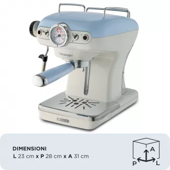 Ariete 1389 Vintage Espresso-Kaffeemaschine - Espressomaschine für Kaffeepulver oder ESE-Pads, in pastellblau