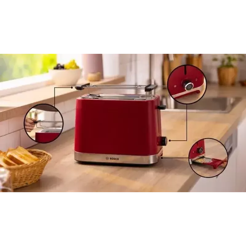 Toaster Bosch TAT4M224 2 Scheiben 950 W Rot Edelstahl
