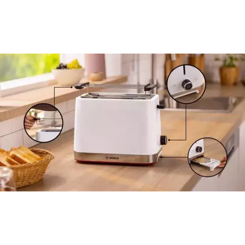 Toaster Bosch TAT4M221 2 Scheiben 950 W Weiß Edelstahl