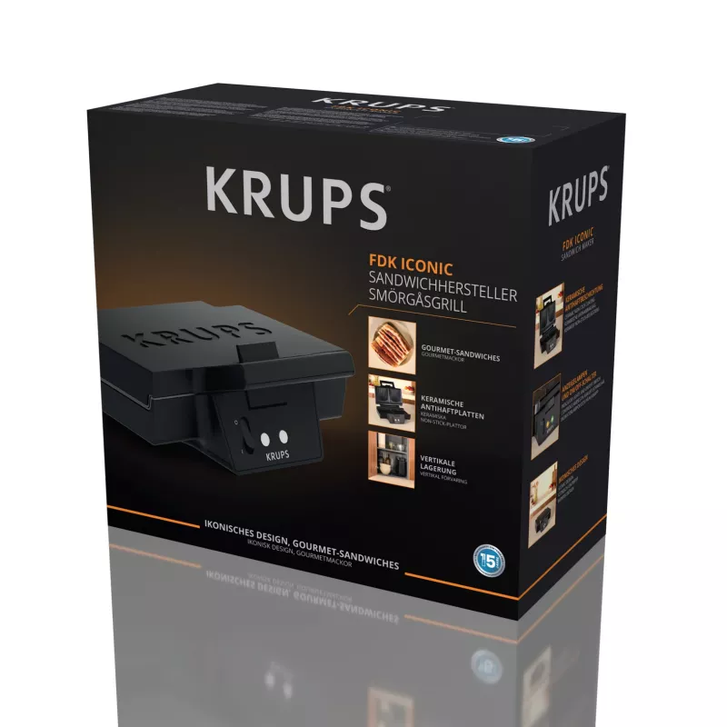 Krups FDK Iconic FDK462 Sandwichmaker 850 W Schwarz