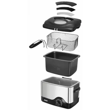 Unold 58615 Fritteuse Einzel Standgerät 1200 W Fritteuse Schwarz, Edelstahl