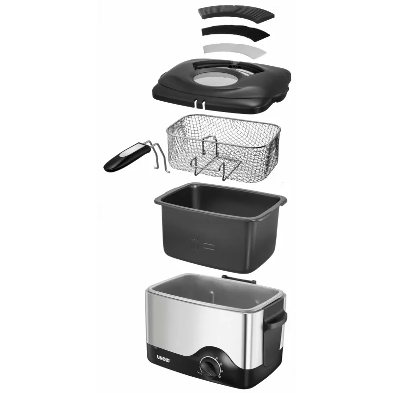 Unold 58615 Fritteuse Einzel Standgerät 1200 W Fritteuse Schwarz, Edelstahl