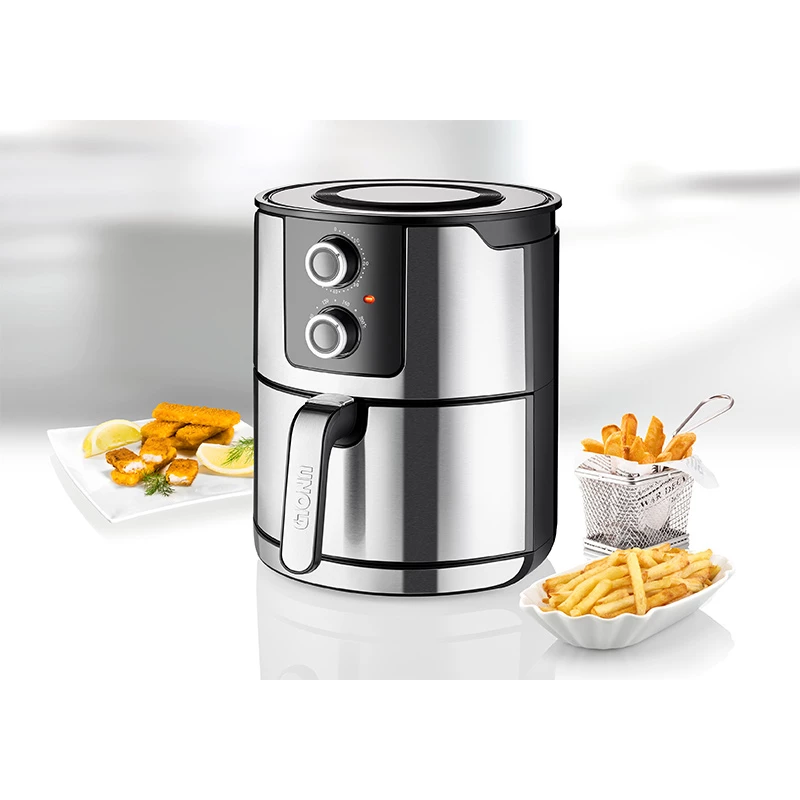 Unold 58655 Fritteuse Double 5 L 1400 W Heißluftfritteuse Schwarz, Edelstahl