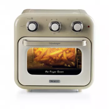 Ariete 4632 Heißluftfritteuse und Backofen Vintage, 1400W, 2in1, Fassungsvermögen 16L, Zubehör inklusive, Timer 60 Minuten, Doppelglas, Beige