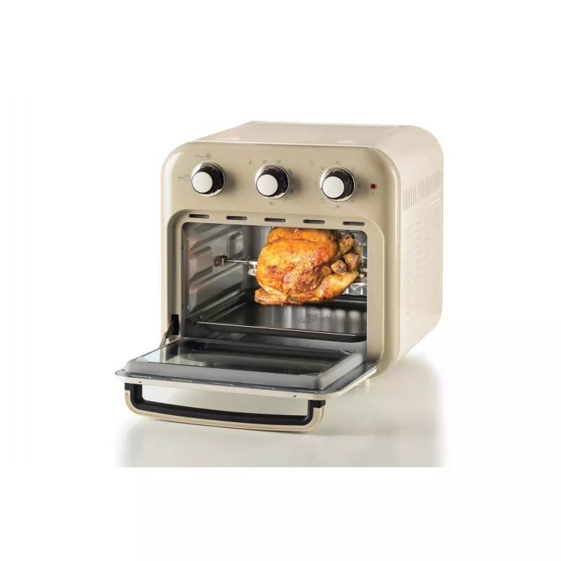 Ariete 4632 Heißluftfritteuse und Backofen Vintage, 1400W, 2in1, Fassungsvermögen 16L, Zubehör inklusive, Timer 60 Minuten, Doppelglas, Beige
