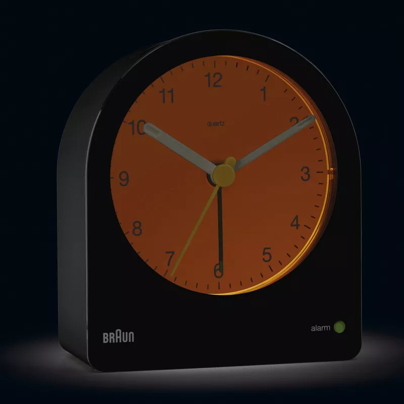 Braun BC22 Quarz-Wecker Schwarz, Gelb