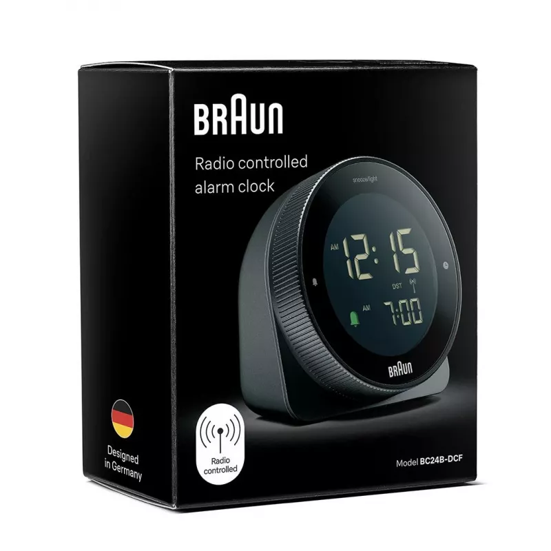 Funkwecker BRAUN BC 24 B DCF schwarz – funkgesteuerter Wecker mit Digitaldisplay