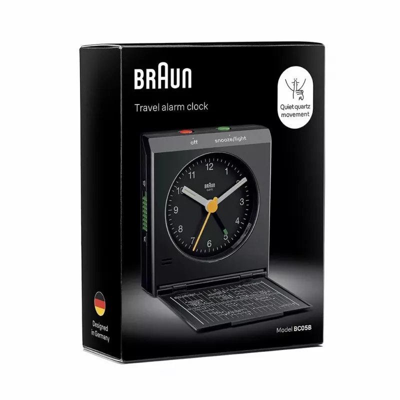 Alarm Clock BRAUN BC 05 B Quartz Foldable Schwarz — kompakter Reise-Wecker