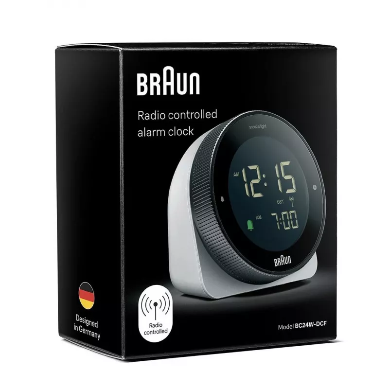 Braun BC24W-DCF Wand-/Tischuhr Funkwecker Rechteck Schwarz, Weiß
