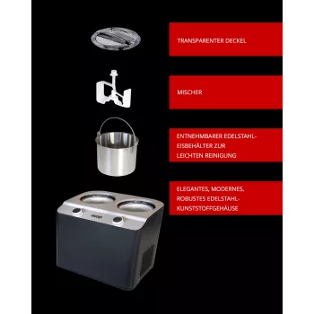 Unold Doppio Kompressor-Eismaschine 2,4 l 250 W Schwarz, Satinstahl