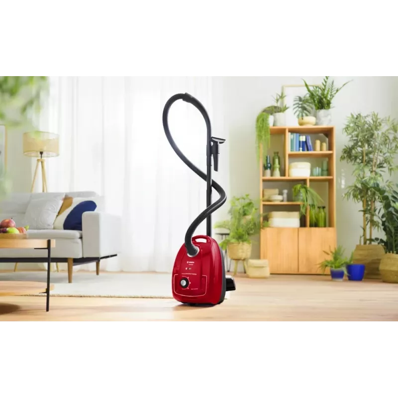 Bodenstaubsauger Bosch Serie 4 BGD38RD1H, 600 W, 4 L Staubbeutel, Trockenreinigung, rot