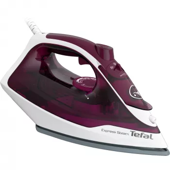 Tefal Express Steam FV2835E0 Dampfbügeleisen Trocken- & Dampfbügeleisen Cerilium-Bügelsohle 2400 W Lila, Weiß