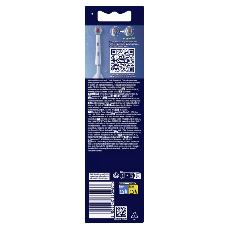 Aufsteckbürsten Oral‑B 860960 4er‑Pack, weiße Ersatzbürsten