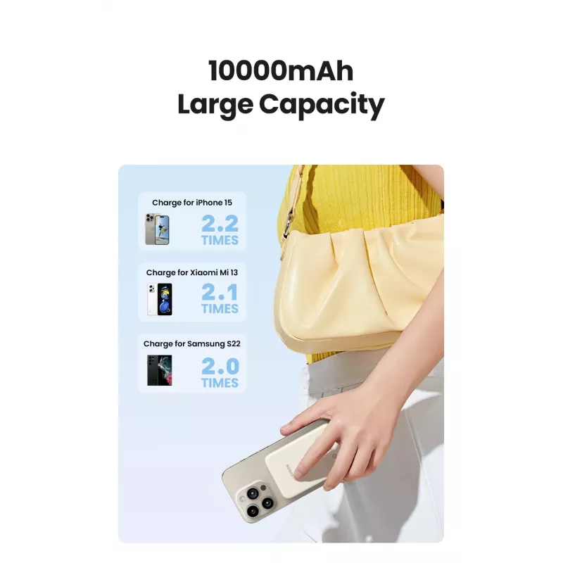 Ugreen 25208 Powerbank 10000 mAh kabelloses Laden Beige