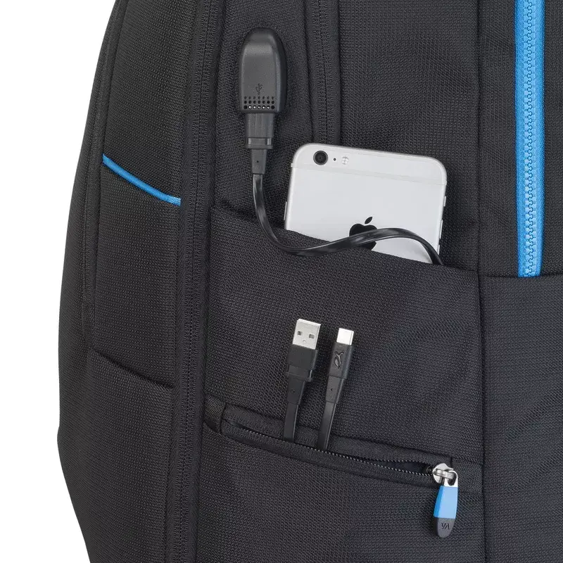 Rivacase 7860 Rucksacktasche für Laptops bis 43,9 cm (17,3 Zoll), Polyester, Schwarz/Blau