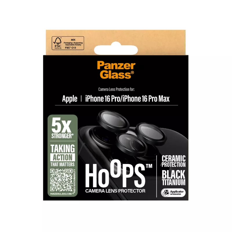 PanzerGlass ® Hoops® Keramik-Kameraobjektivschutz iPhone 16 Pro | 16 Pro Max