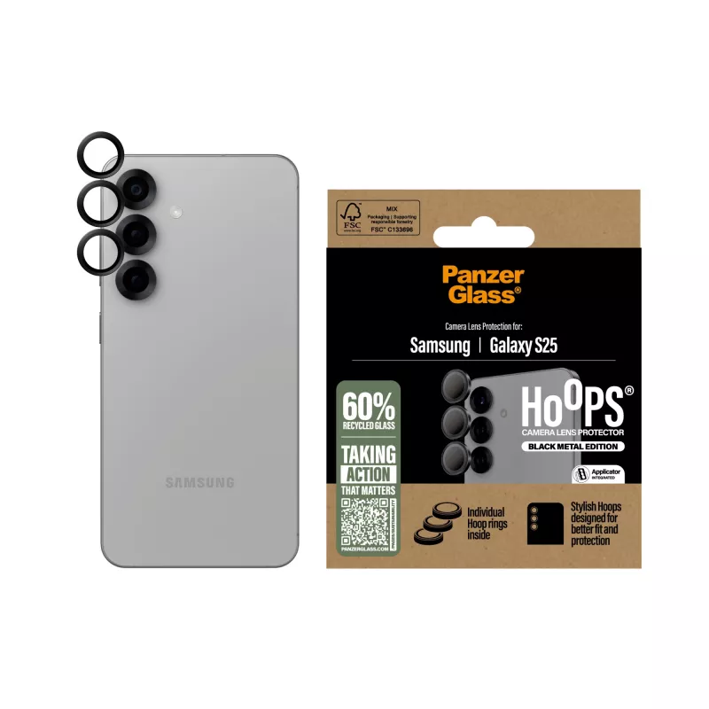 PanzerGlass ® Hoops® Kamera-Linsenschutz Schwarz Samsung Galaxy S25