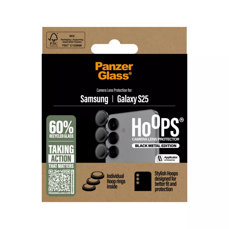 PanzerGlass ® Hoops® Kamera-Linsenschutz Schwarz Samsung Galaxy S25
